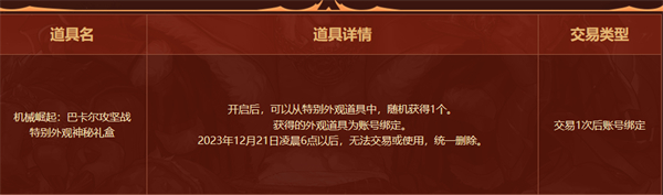 dnf巴卡尔攻坚战特别外观神秘礼盒有什么